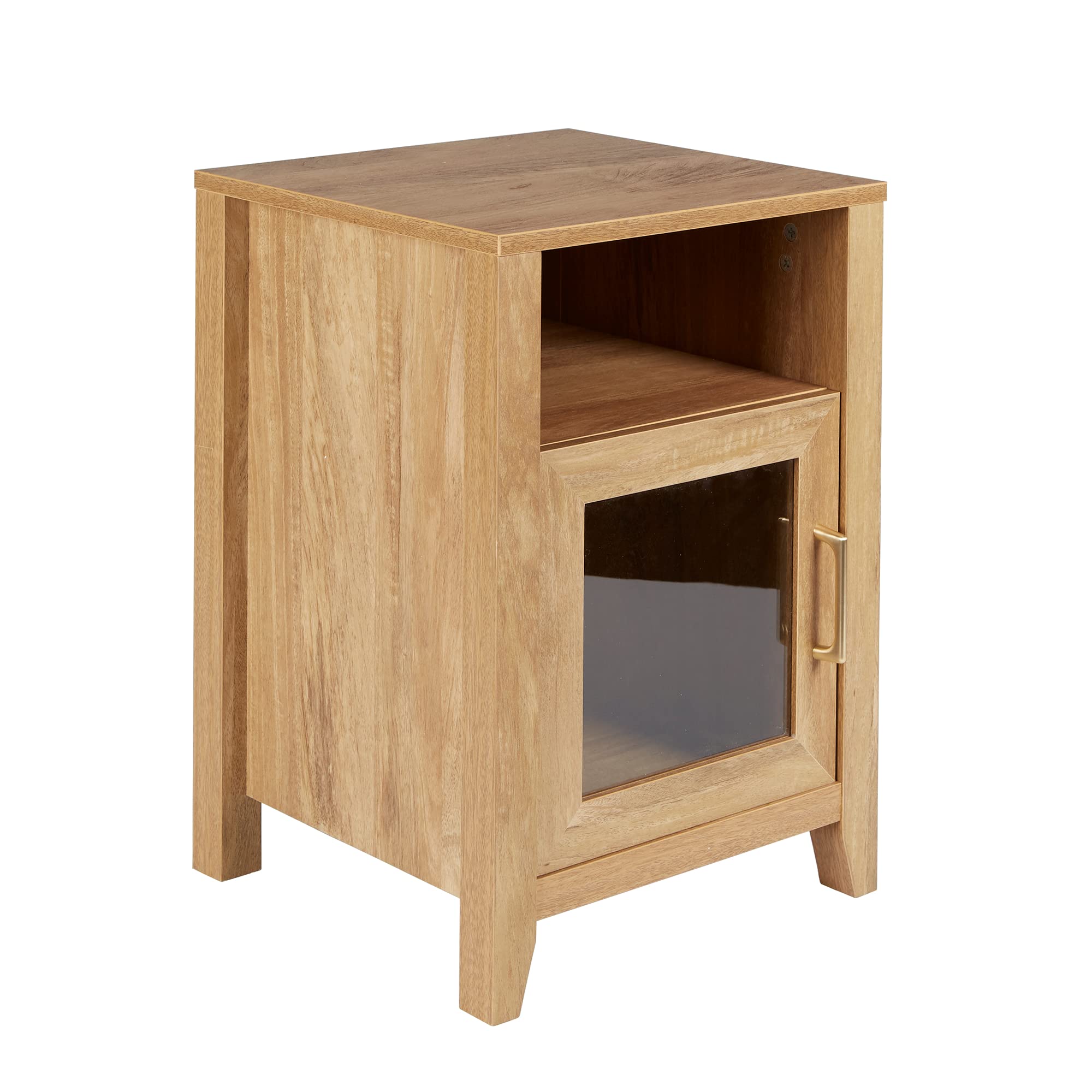 Decor TherapyWilla Glass Door End/Side Table, Natural Wood