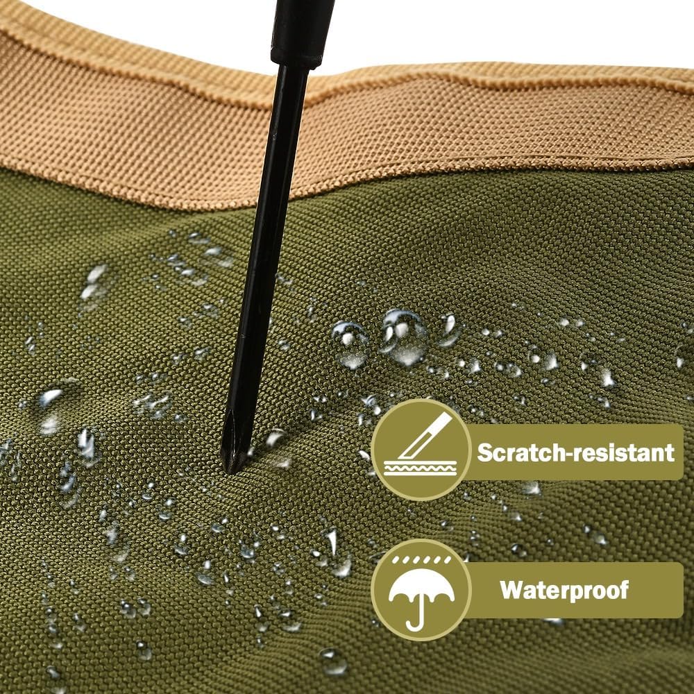 XhuangTech Roll Up Tool Bag Organizer with Zipper w/2 Detachable Pouches Oxford Carry Adjustable Strap/Rustproof/Quick Buckles