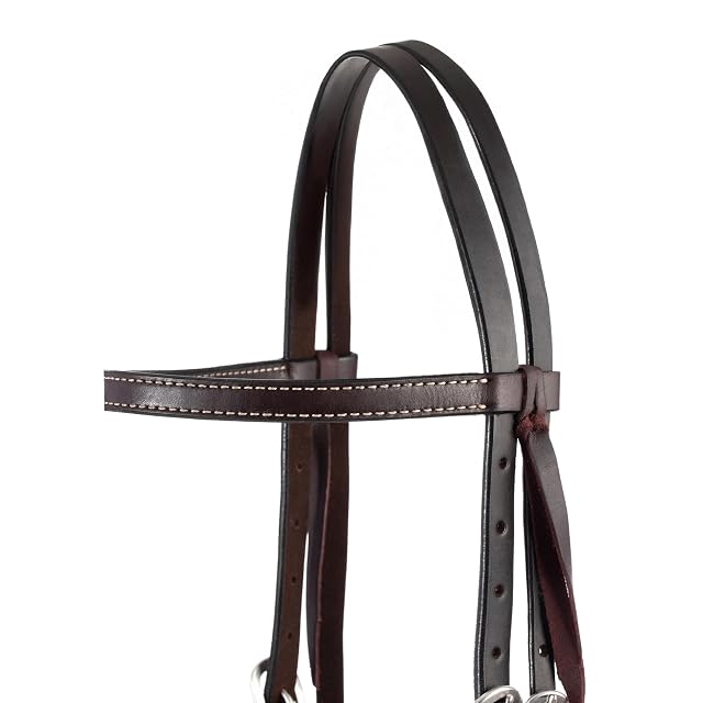 Foto 3 de 5 de Turquesa Cruz 45 - 0150 - Piel frontalera para Caballo Headstall, Caballo tamaño, Oscuro barnizada
