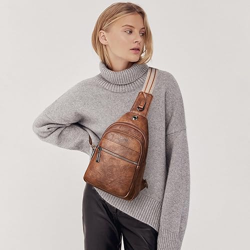 Miniatura 2 de Sling Bag For Women Faux Leather Small Casual Daypack Backpack Fanny Pack Crossbody Chest Bags Purse