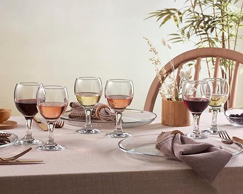 Vista 6 de Pasabahce Juego de 6 mini copas de vino y champán transparentes de tallo premium, copa de diseño único de 5.75 onzas, perfecta para fiestas