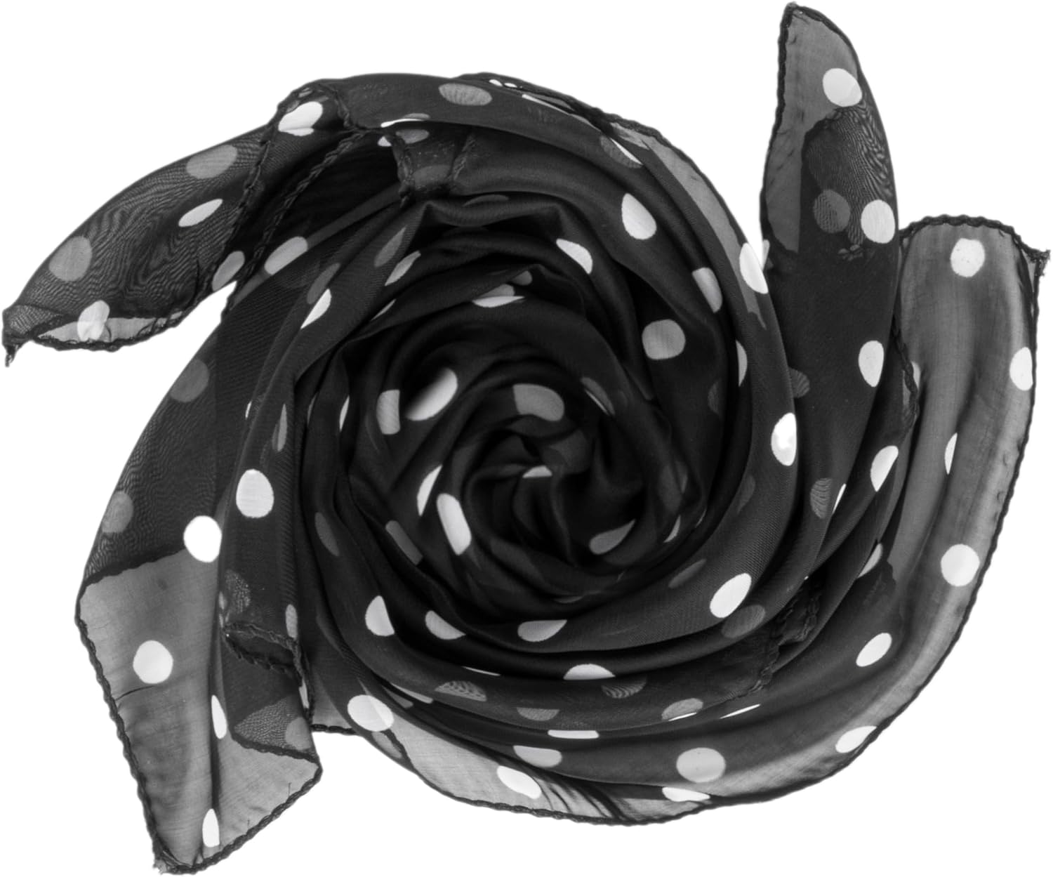 Polka Dot Chiffon Square Scarf for Women - Lightweight Neck Scarf, Head Wrap, Kerchief & 50s Costume Accessory