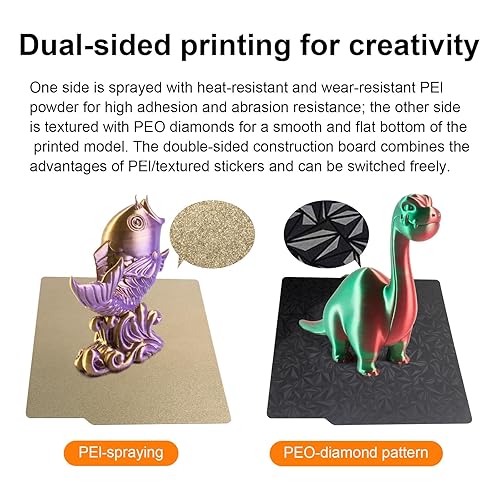 Miniatura 20 de Geeetech PEI Placa de construcción para Bambu Lab A1 Mini impresoras 3D, 7.244x7.244 in (7.24x7.24 pulgadas), hoja PEI texturizada de doble cara