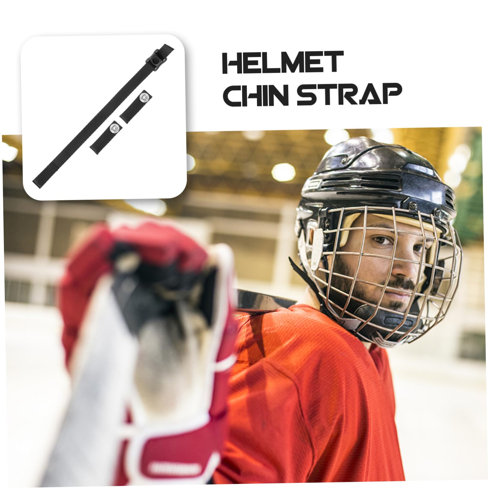 HEMOTON Correa De Barbilla De Casco De Repuesto Protector Reemplazo Acolchado Mentón Hockey Universal Accesorios De Casco Banda Hebilla Deportes Poliéster Black