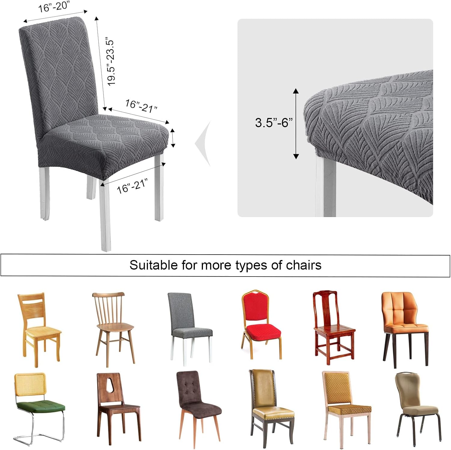 Waterproof Dining Chair Covers, Chair Covers for Dining Room, Stretch Chair Covers Parsons Chair Slipcover, Removable, Washable for Dining Room Kitchen Chair Protector Cover