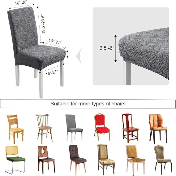 Waterproof Dining Chair Covers, Chair Covers for Dining Room, Stretch Chair Covers Parsons Chair Slipcover, Removable, Washable for Dining Room Kitchen Chair Protector Cover