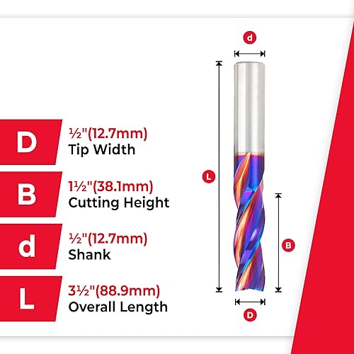 Miniatura 10 de Amana Tool 46051-K SC Spektra Extreme Tool Life Coated Spiral Plunge 18 de diámetro x 12 CH x 14 SHK 2 pulgadas de largo