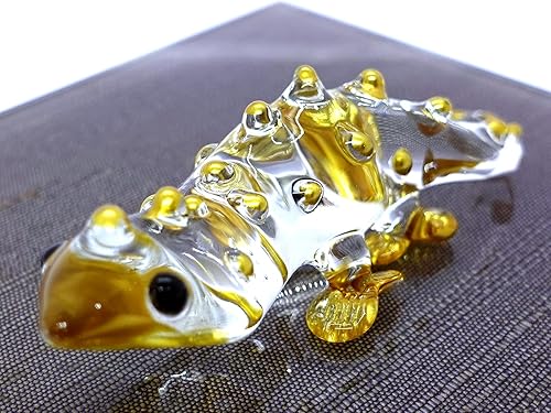 Miniatura 4 de Figuras artísticas de cristal soplado a mano en miniatura camaleón, animales coleccionables, regalo para decorar el hogar (oro transparente)