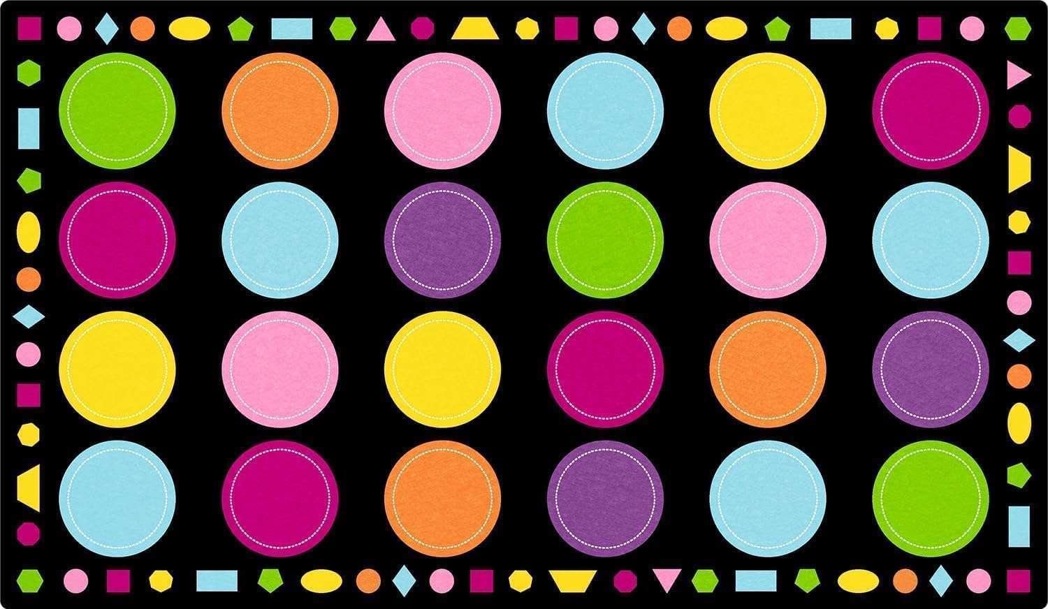 Booooom Jackson 7'6''x13' Colorful Circles Classroom Rug for Kids Room Seating Décor - Thick Nylon Large Preschool Carpet Daycare Rug for Teaching, Playroom, Non-Slip &No Triping,20X Stain Resistance