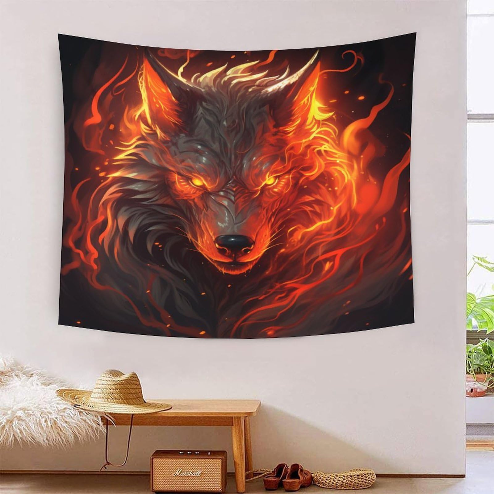 Tapisserie loup 3D 180x230 cm drap mural grand format pour déco salon et chambre - 7
