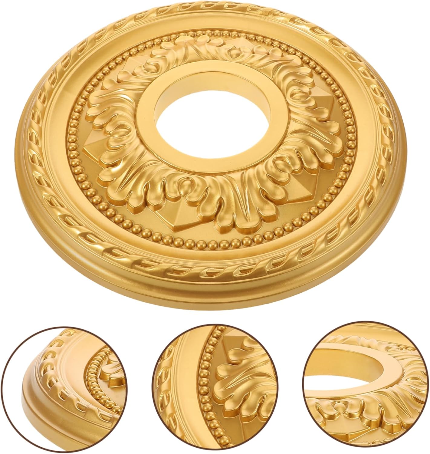 MERRYHAPY Round Ceiling Medallion for Light Fixtures PU Decorative Ceiling Medallion Easy to Install Modern Design for Living Room Bedroom and Hallway