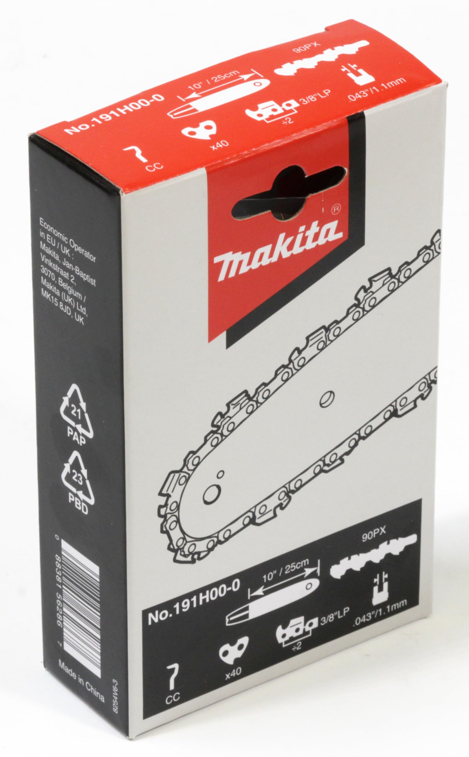Makita Sägekette 45 Cm, 73LPX, 64 Treibglieder – 1,5 Mm, 3/8 Zoll, Vollmeißel, Für Motorsägen Bis 100 Cm³