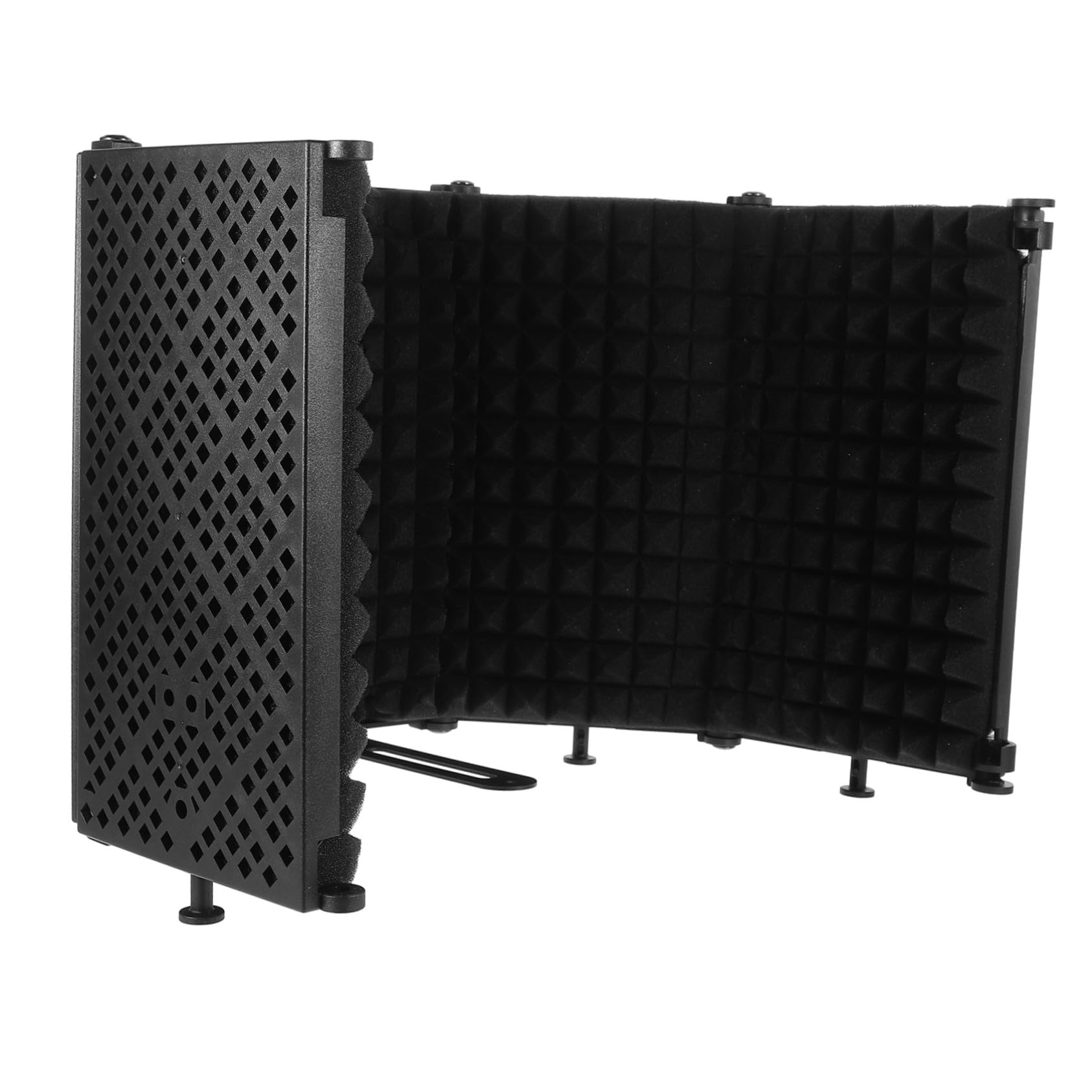 Mikikit Protector Material Abs y Eva de Aislamiento Cinco Puertas para Micrófono Montable en Soporte Mesa para Estudio y Grabación