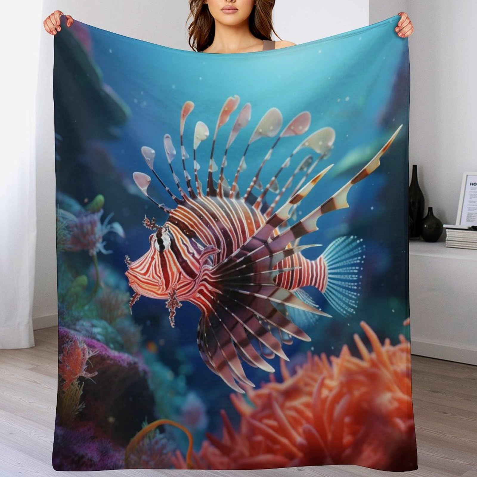 Couverture en flanelle poisson coloré 100x130cm plaid doux pour lit