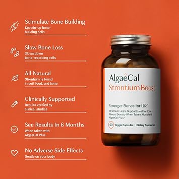 AlgaeCal Strontium Boost for Bone Density & Strength, 60 Caps, 1 Pack