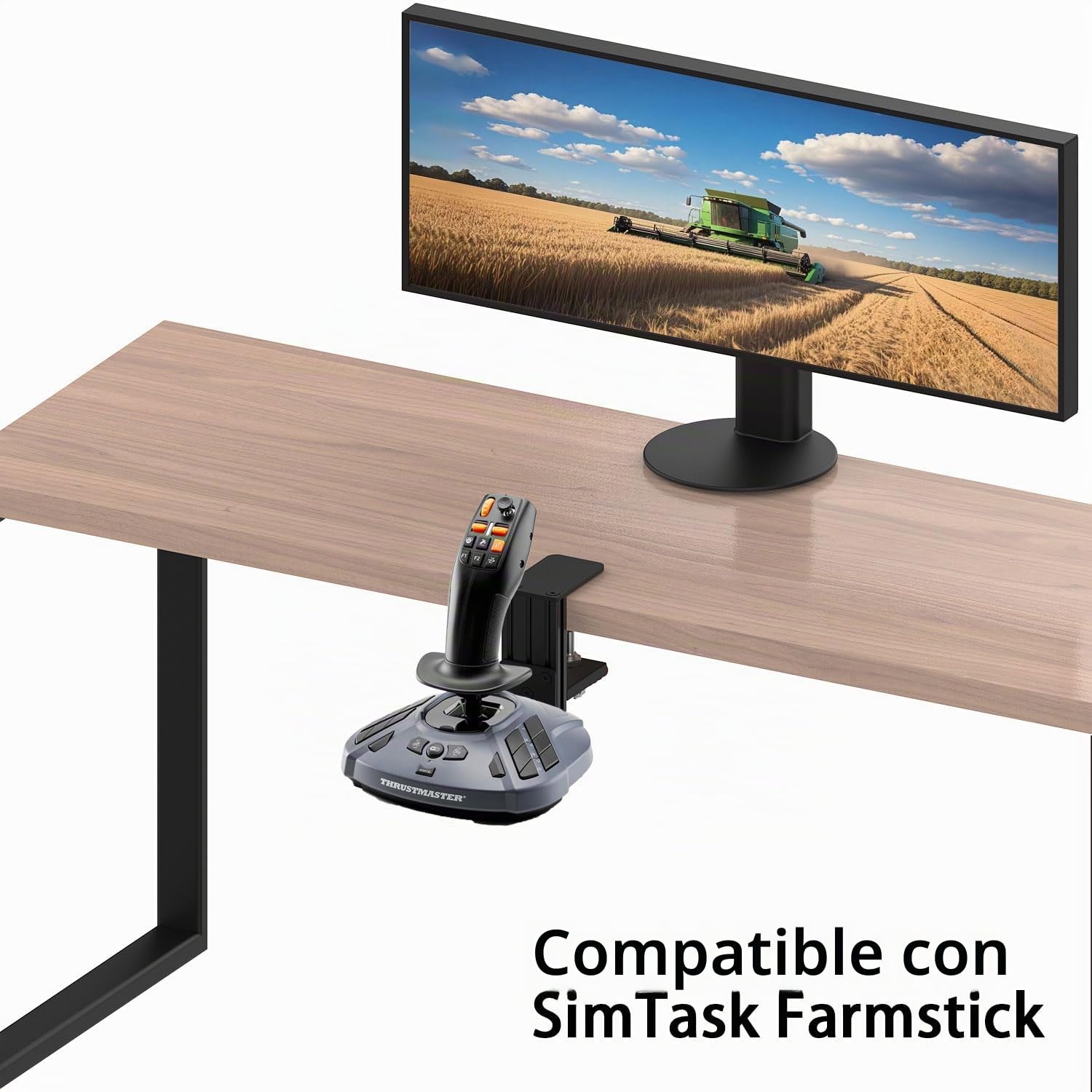 BUJ Soporte de escritorio de metal compatible con Thrustmaster SimTask Farmstick, T-Flight, Hota T-Flight Hotas 4 y X, T16000M FCS, TCA Sidestick, Sol-R1 y Sol-R2