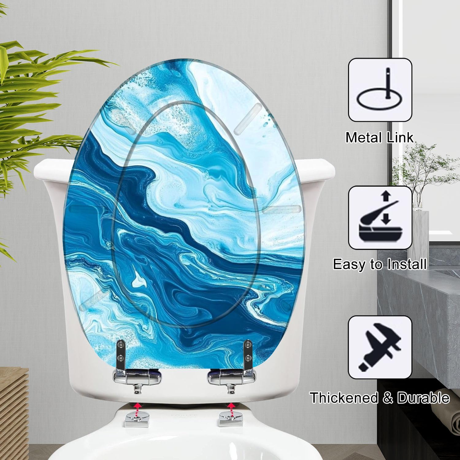 Asiento de inodoro alargado para baño