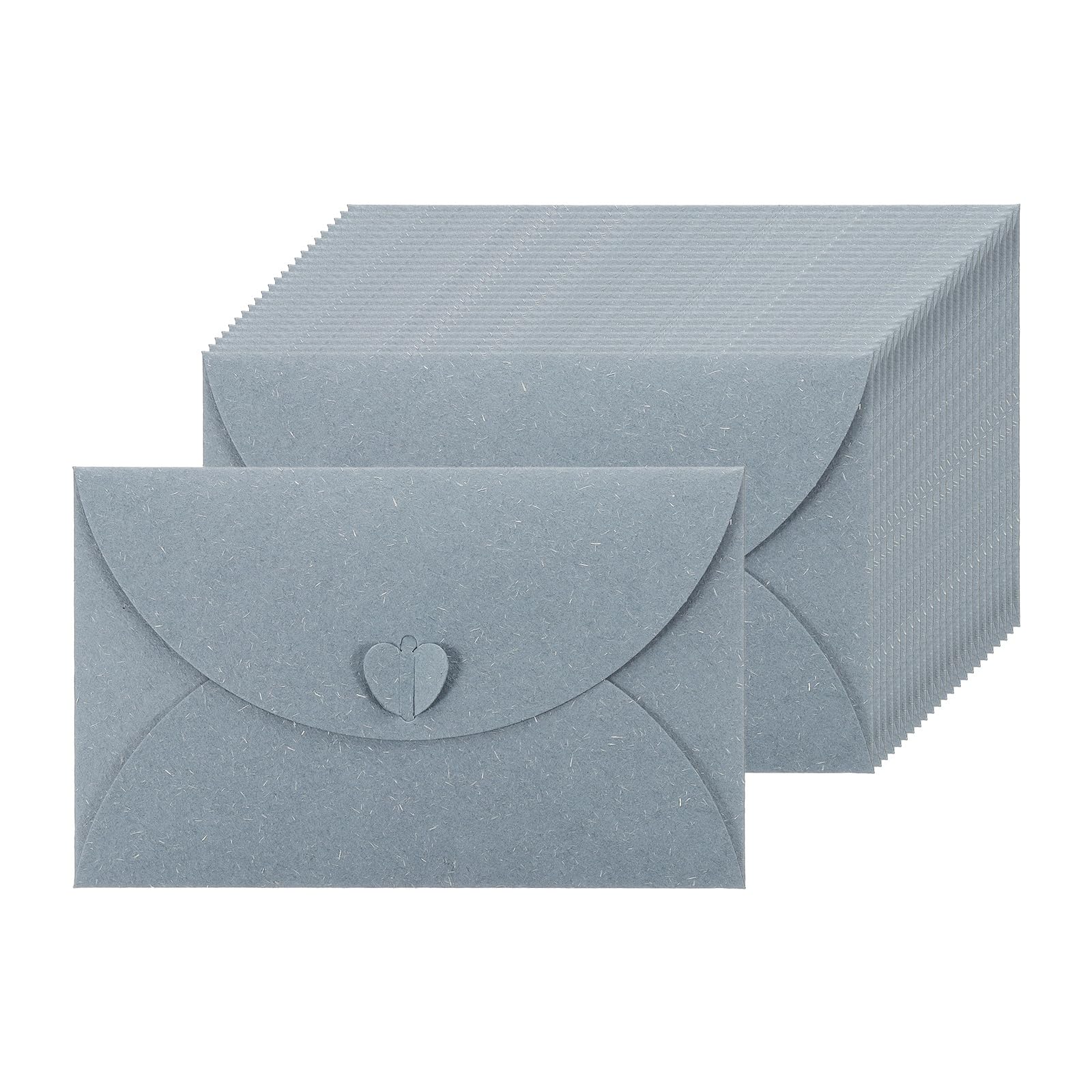 PATIKIL 24pcs Card Envelopes (110 x 175 mm) - Cute Envelopes Holder with Heart Shaped Clasp, for Business Party Greeting Invitation Birthday Weddings, Gray-Blue