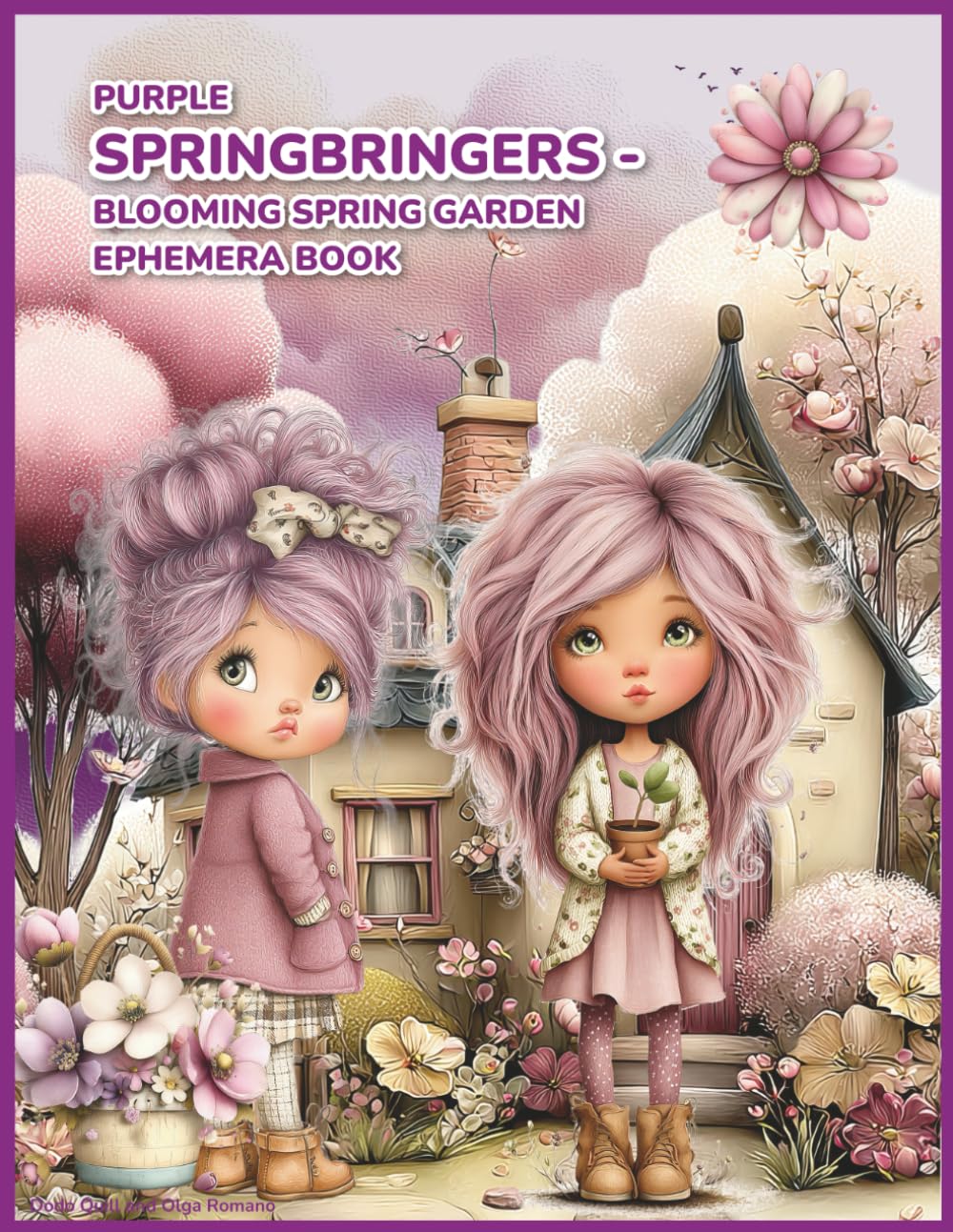 Purple Springbringers – Blooming Spring Garden Ephemera Book: 300 Fussy Cuts & Purple Garden Backgrounds for Scrapbooking, Junk Journals, Cards, Mixed Media & Paper Crafts
