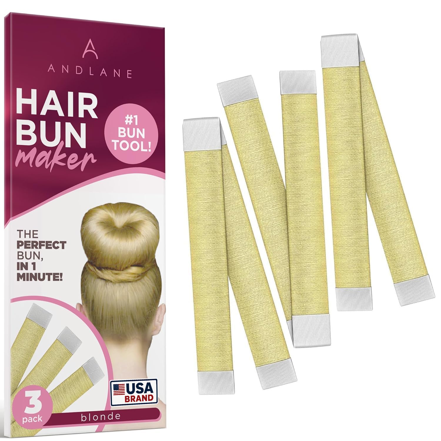 Women's Hair Bun Maker Tool - French Twist Fold Wrap Snap Hair Accessories by Andlane (3 Blonde)