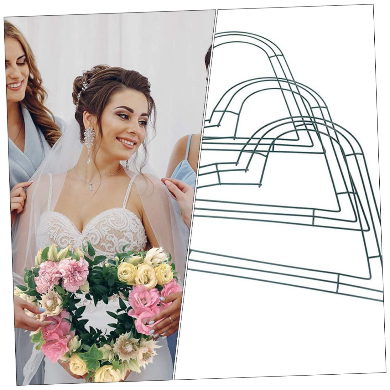 PRETYZOOM 8 STK Kranz künstliche blüten Artificial Christmas Decoration balkonerde Ring aus Makramee-Kreationen Hochzeitsrahmen Girlandenrahmen Girlande DIY Rahmen Eisen Green