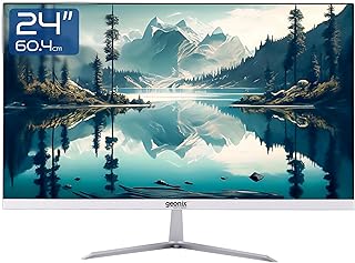GEONIX 24" IPS Computer Monitor Full HD 1920x 1080 Borderless Monitor, 3 Year Warranty(White)