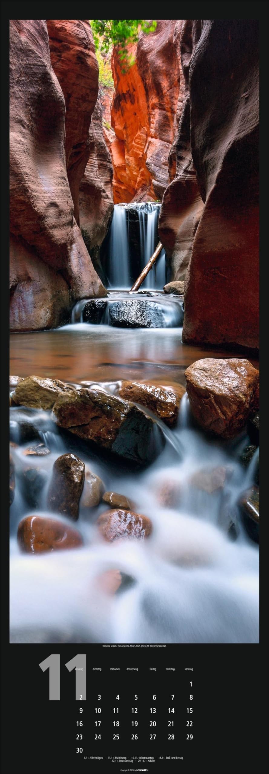 Wasserfälle Kalender 2026: XXL Hochformat mit spektakulären Wasserfällen, fotografiert von international ausgezeichneten Fotografen. Länglicher Kalender mit traumhaften Naturfotos. 34x98 cm Hochformat