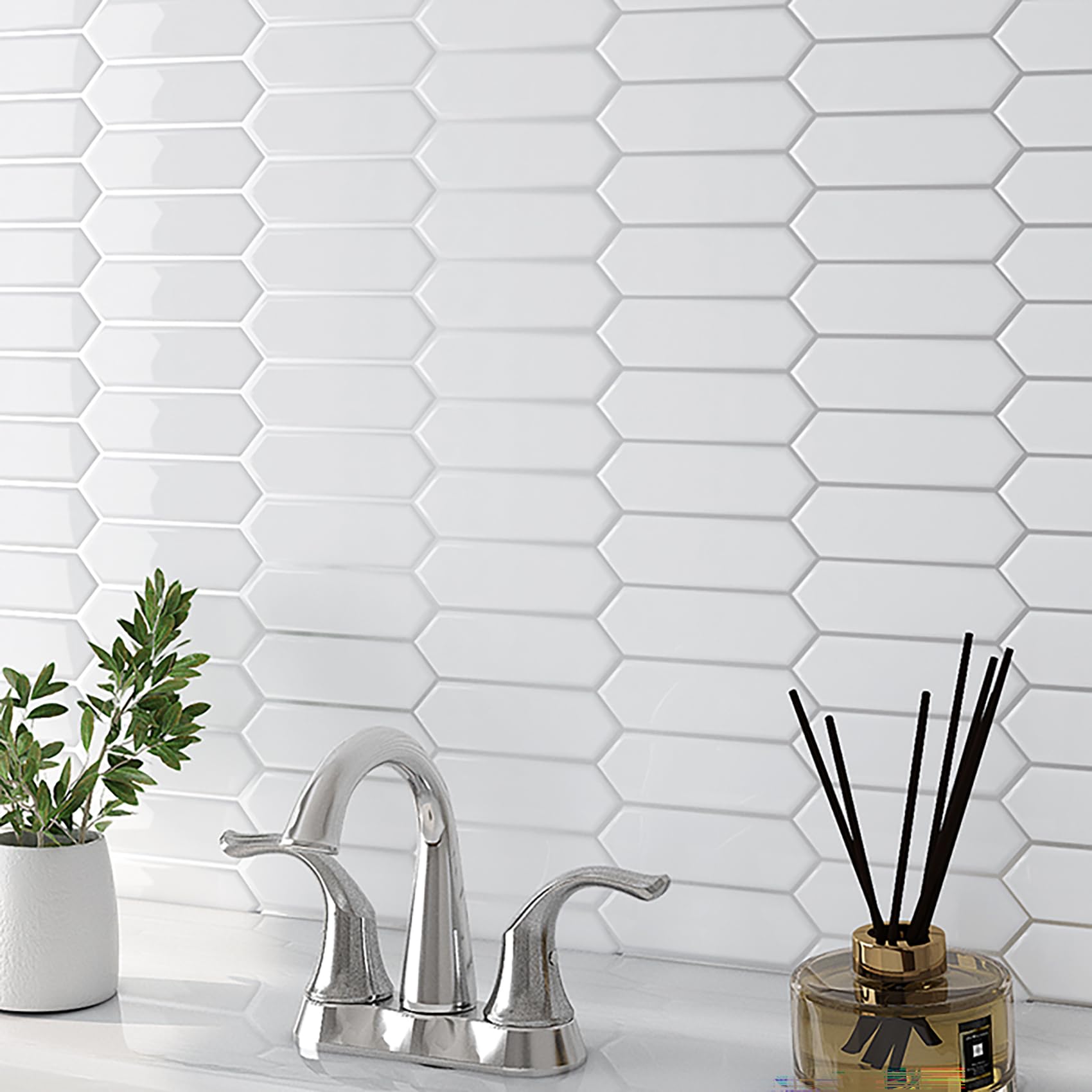 LivelyninePeel and Stick Wall Tiles Waterproof 16-Tiles 12x12" Backsplash Tiles Hexagon White Back Splash Stick on Tiles for Bathroom Shower Sticky Renter Friendly Back Splashes for Kitchen Tile