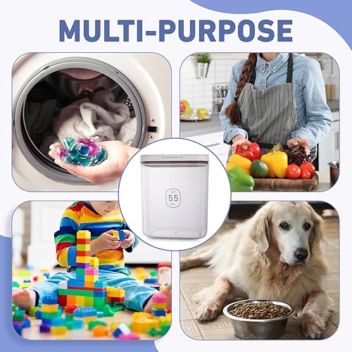 Miniatura 5 de Contenedor de polvo de lavandería de gran capacidad con tapa desplegable, soporte de detergente de 5.5 L para cápsulas de lavandería y recipiente