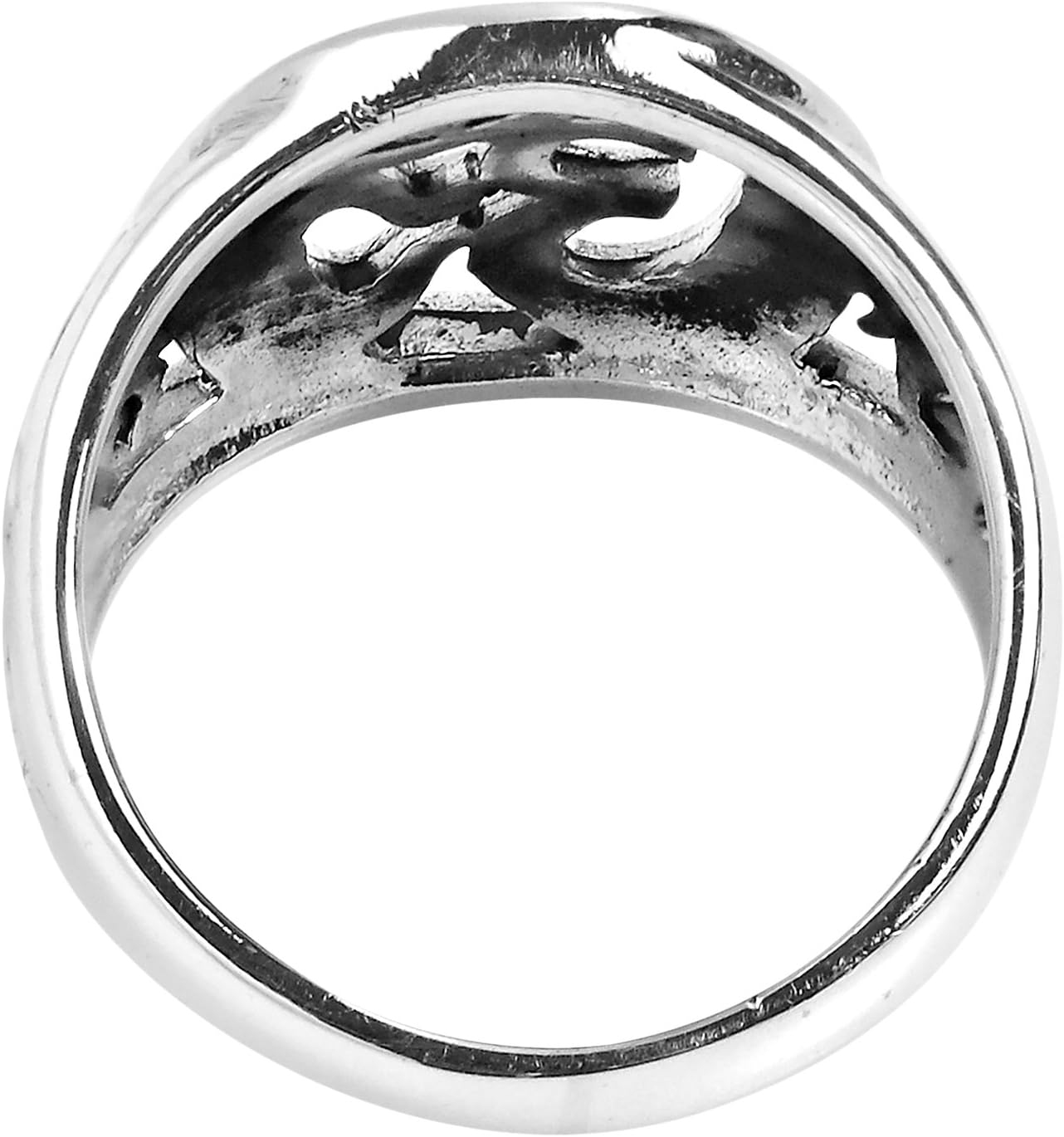 AeraVida Universal Harmony Symbol Aum or Ohm Sterling Silver Ring | Unisex Hindu Meaningful Ring | Silver Ring Anniversary Jewelry Gift | Size 8