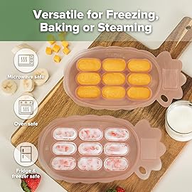 Haakaa Silicone Nibble Freezer Tray -Breastmilk Teething Popsicle Mold - Baby Fruit Food Feeder Teether Tray - Baby Food Maker - Ice Cube Tray - 4 Months+ Babies - BPA Free - Blush