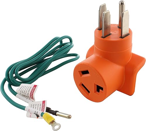 AC WORKS AD14501030 Enchufe de 4 clavijas 14-50P de 50 amperios a salida de secadora de 3 clavijas 10-30R