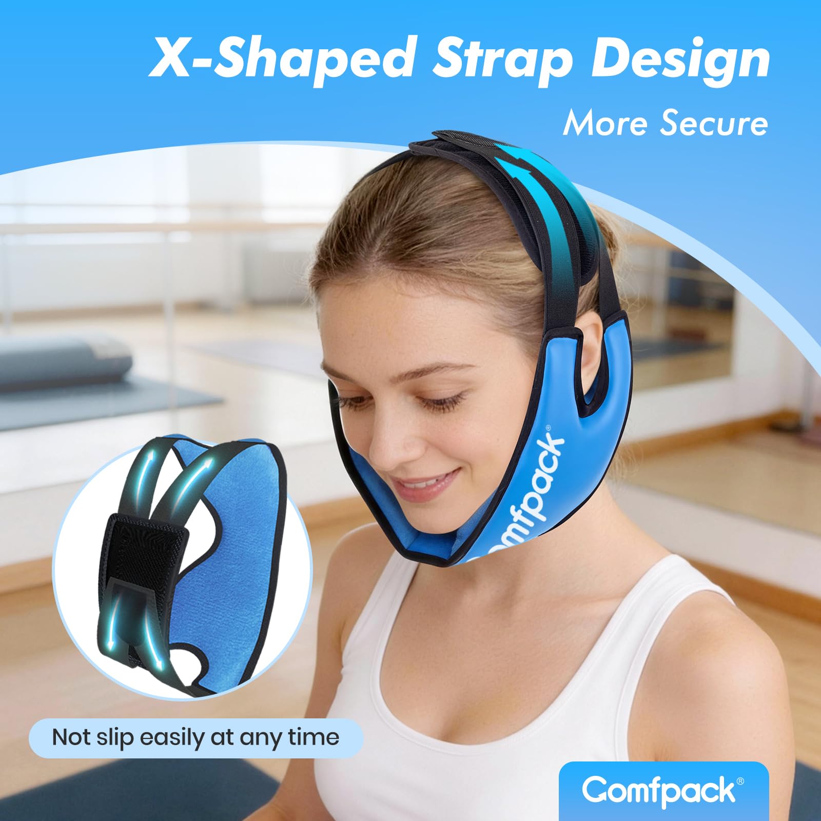 Comfpack Weisheitszähne Eisbeutel Kopfwickel mit Ear Hole Design, Soft Face Ice Pack Reusable Gel Hot Cold Therapy, Jaw Ice Pack für TMJ Pain Relief, Tonsillektomie, Oral Surgery, Face Swelling