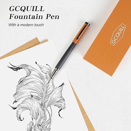 Miniatura 6 de GC QUILL Juego de pluma estilográfica, punta fina con 12 cartuchos de tinta y convertidor de recarga de tinta, juego de regalo para escribir