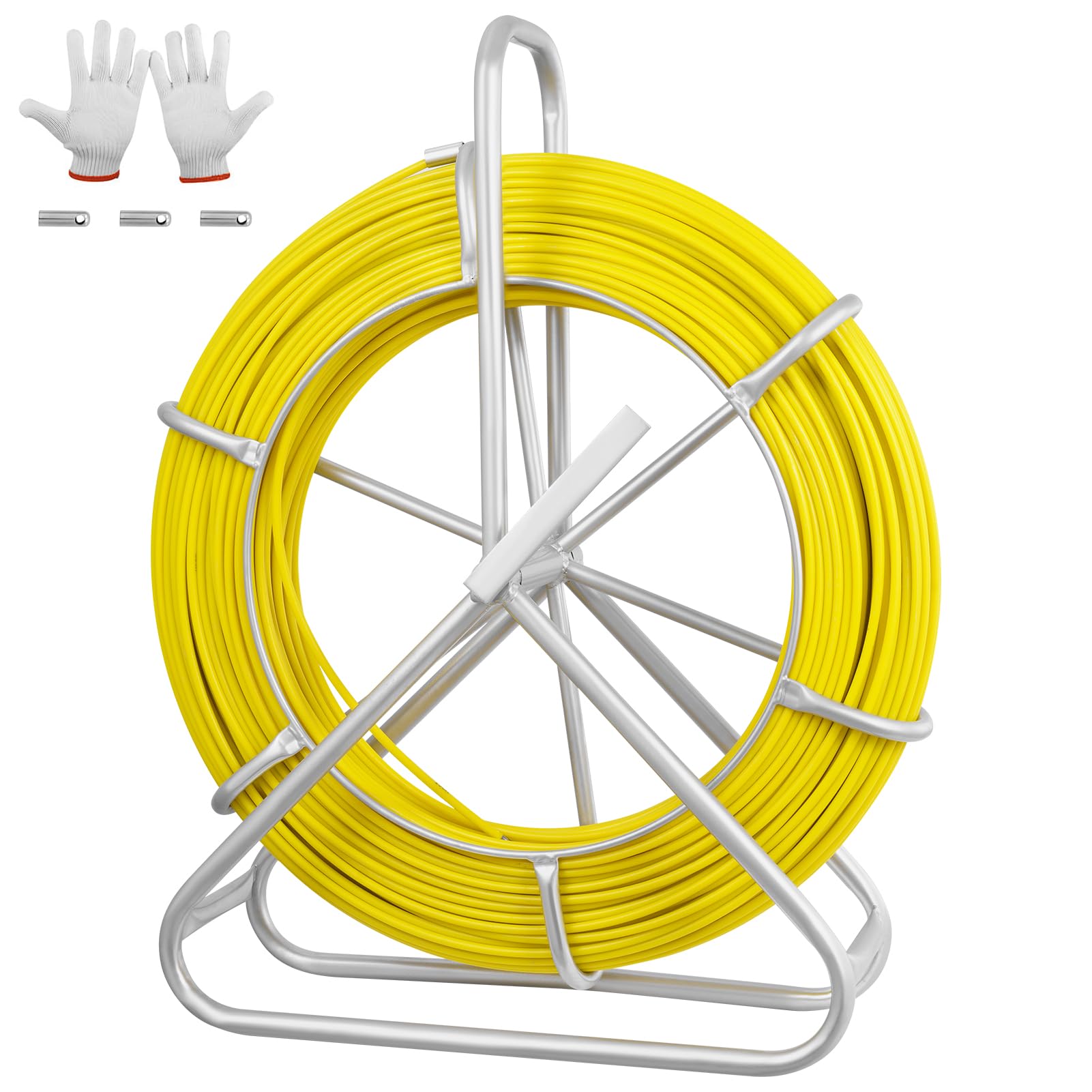 Sonda Passacavi, Sonda Elettricista 6mm 150m, Spirale Retrattile 150m, Molla Elettricista, Contenitori in Plastica per Lavori Elettrici Telecomunicazioni Cablaggio Dati