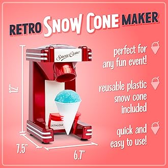 Small Snow Cone Shaved Ice Machine - Retro Red