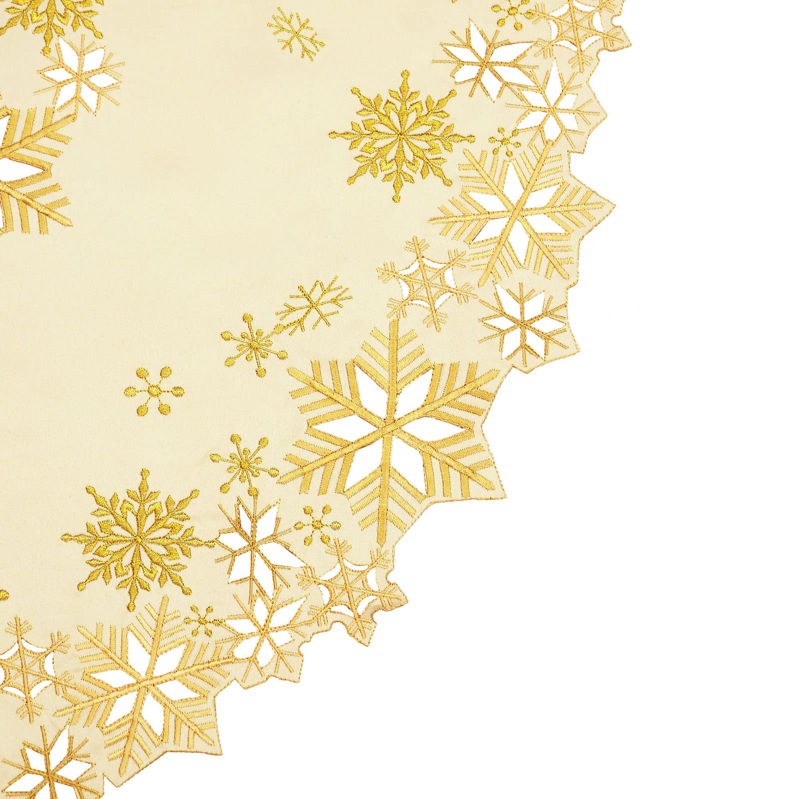 Simhomsen Embroidered Snowflakes Tablecloths for Christmas Holiday and Winter (Oval 57 × 84 inches, Gold) - Image 2