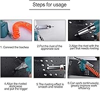 Vista 6 de Riloer Herramienta hidráulica de aire de 1/4 de pulgada, remache de aire para reventar, remachadora, herramientas de garaje, remachadora hidráulica