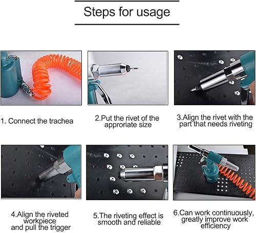 Miniatura 6 de Riloer Herramienta hidráulica de aire de 14 de pulgada, remache de aire para reventar, remachadora, herramientas de garaje, remachadora hidráulica
