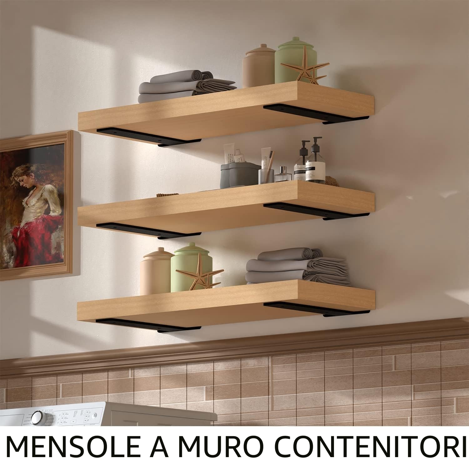 Staffe per Mensole Pesanti 6 Pezzi, Reggimensola a Scomparsa da Parete, Supporto Carichi Pesanti a L 15 cm Nero