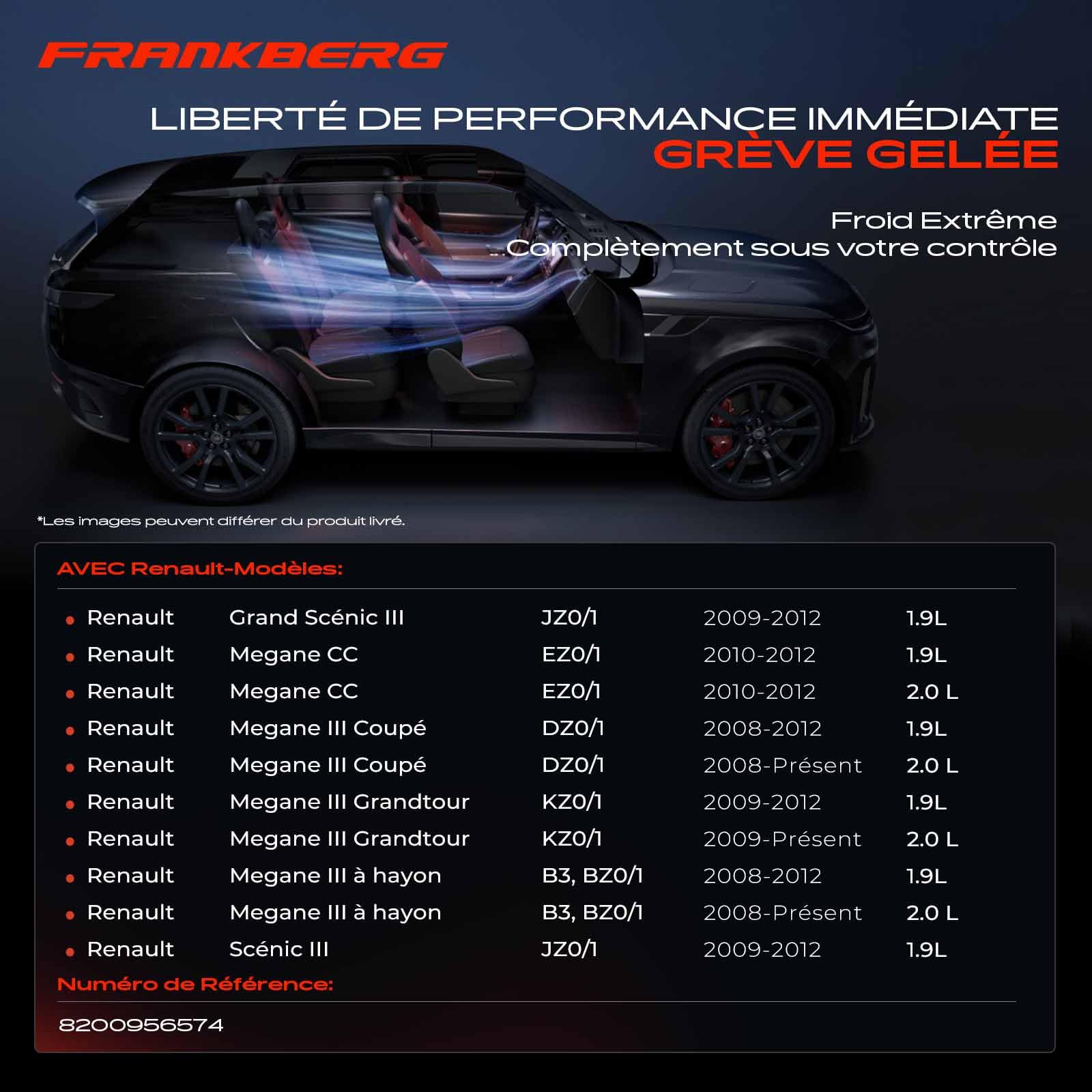 Frankberg Compresseur de climatisation avec embrayage 8200956574 | Compatible avec: Scénic III JZ0/1, Scénic III Van JZ0/1, M.e.g.a.n.e III Grandtour KZ0/1