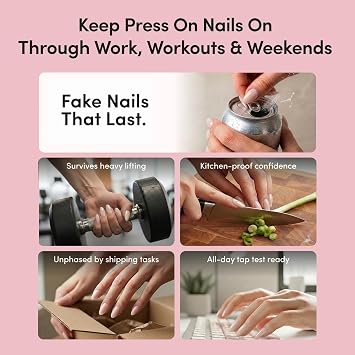 Glamnetic Medium Oval Press-On Nails Bundle - Spirited Sky & Capri Coast | Celestial Fake Nails with Gold Accents | Blue French Tips with Orange Accents | Durable, Salon-Quality Nail Kits