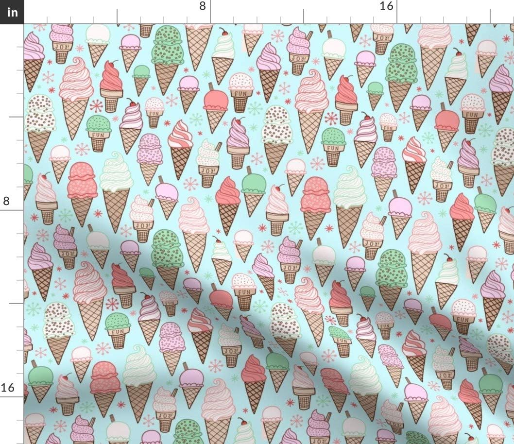 Spoonflower Fabric - Ice Cream Blue Food Cone Soft Printed on Petal Signature Cotton Fabric by The Yard - Sewing Quilting Apparel Crafts Decor