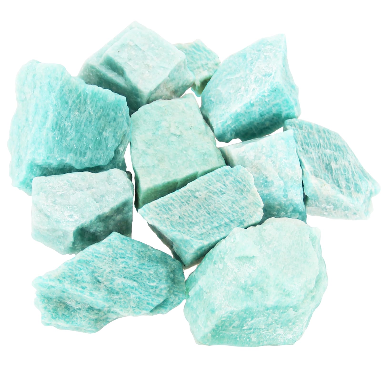 1.1lb Bulk Raw Amazonite Stone Rough Crystal-Natural Raw Stones Crystal for Tumbling, Cabbing, Fountain Rocks, Decoration,Polishing, Wire Wrapping, Wicca & Reiki Crystal Healing