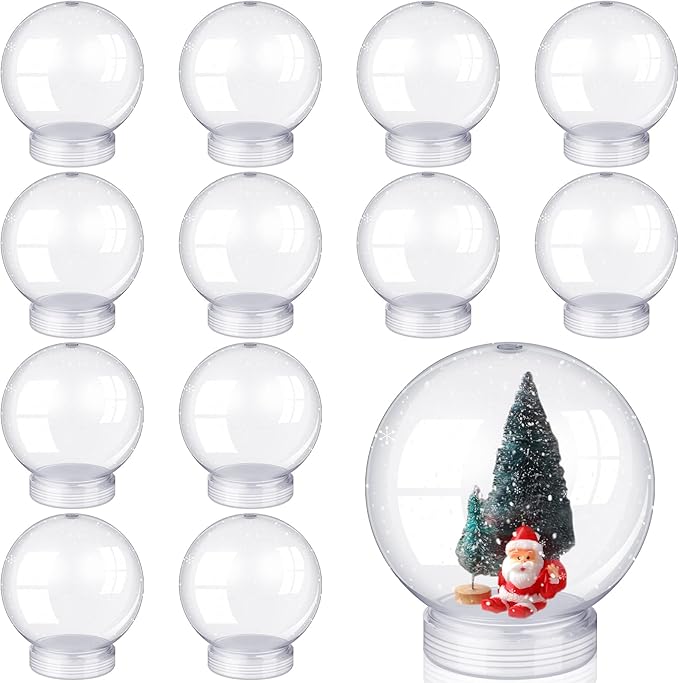 12 Pieces DIY Clear Plastic Water Globe Snow Globe 5 Inch