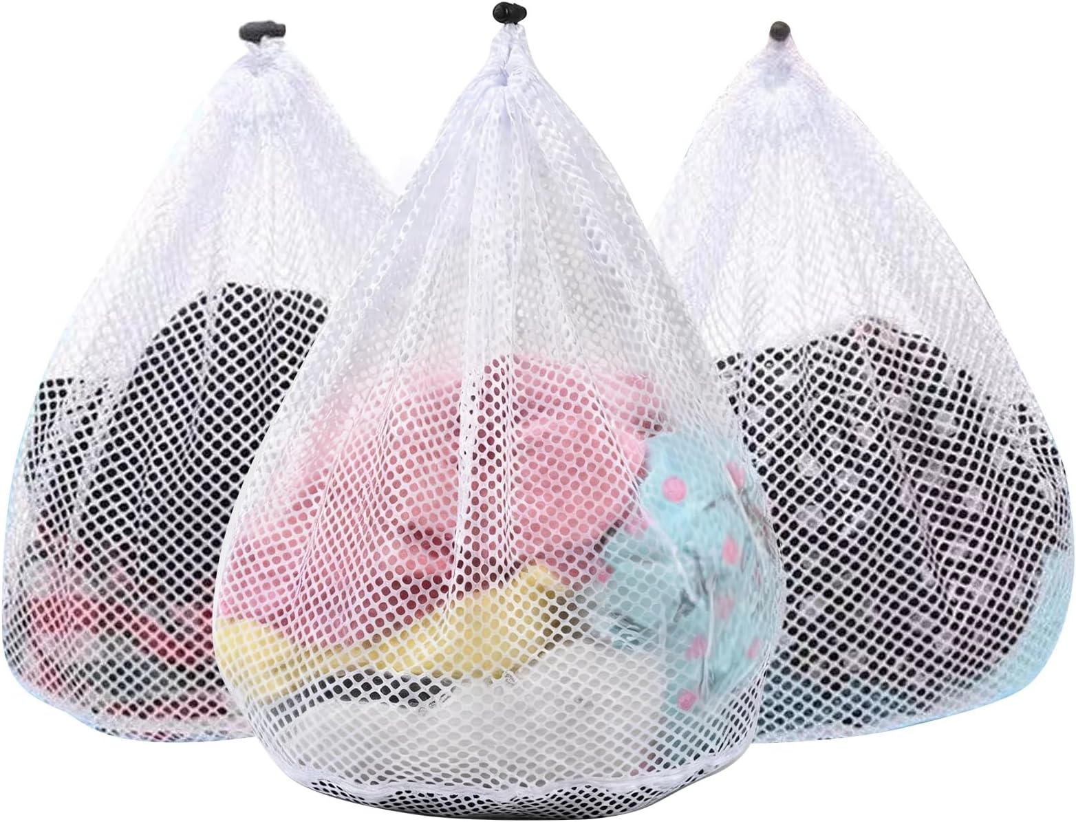 3Pcs Mesh Laundry Bags Washing Machine Mesh Wash Bags Jumbo for Delicates Clothes,Bed Linen,Toys with Drawstring Closure Sturdy(3 XXLarge 28 x 26 Inches)