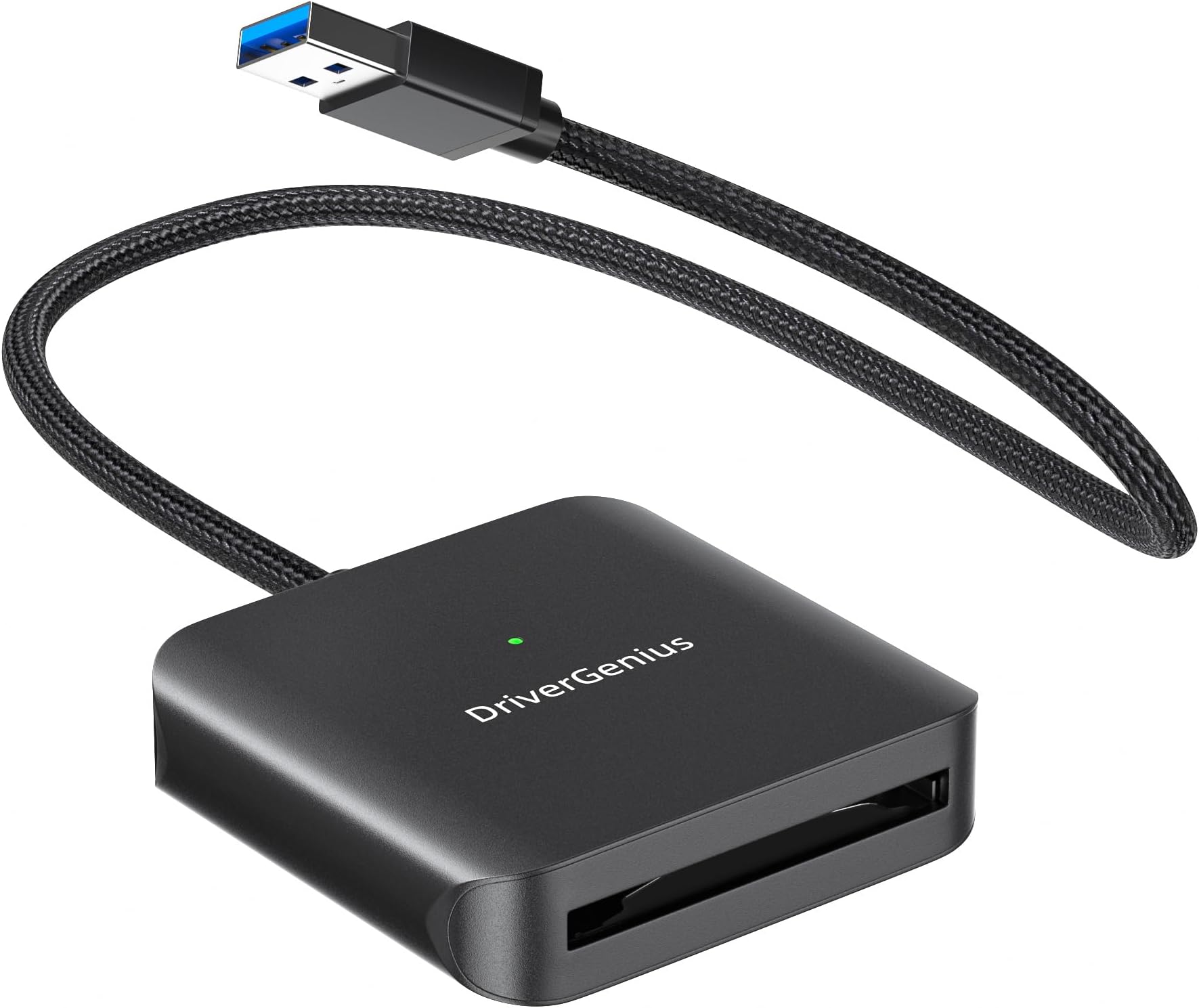 CFast 2.0 Card Reader with USB 3.0 &USB-C, 30cm/0.98ft Nylon Braided Cable, for Professional Photographers and Videographers (Metal, HB083-A)