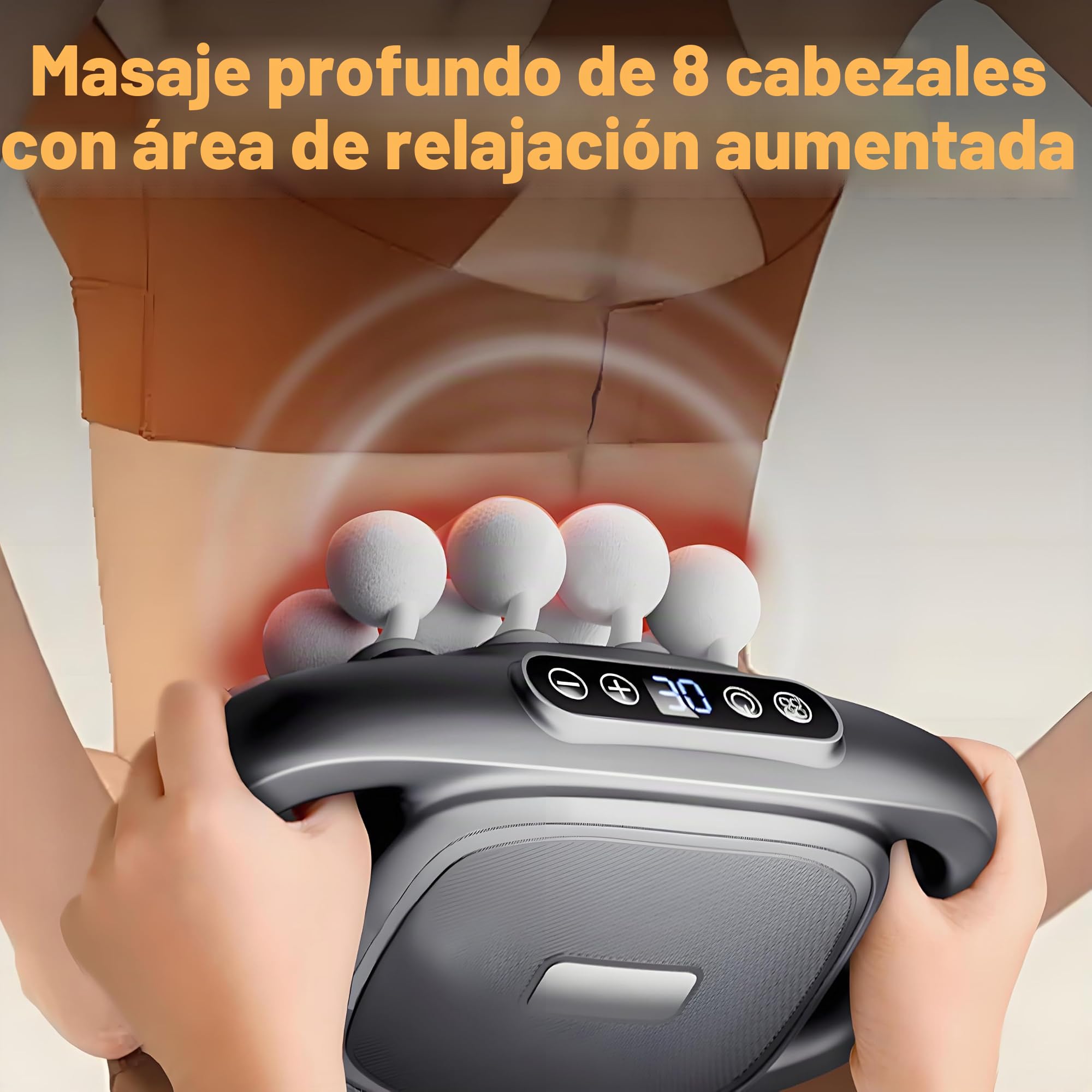 Pistola de masaje muscular de masaje de 16 cabezas, 3 modos y 30 velocidades, Massorger de luz roja,masajeador de cuello,masajeador eléctrico para piernas, brazos, cintura, espalda, nalgas