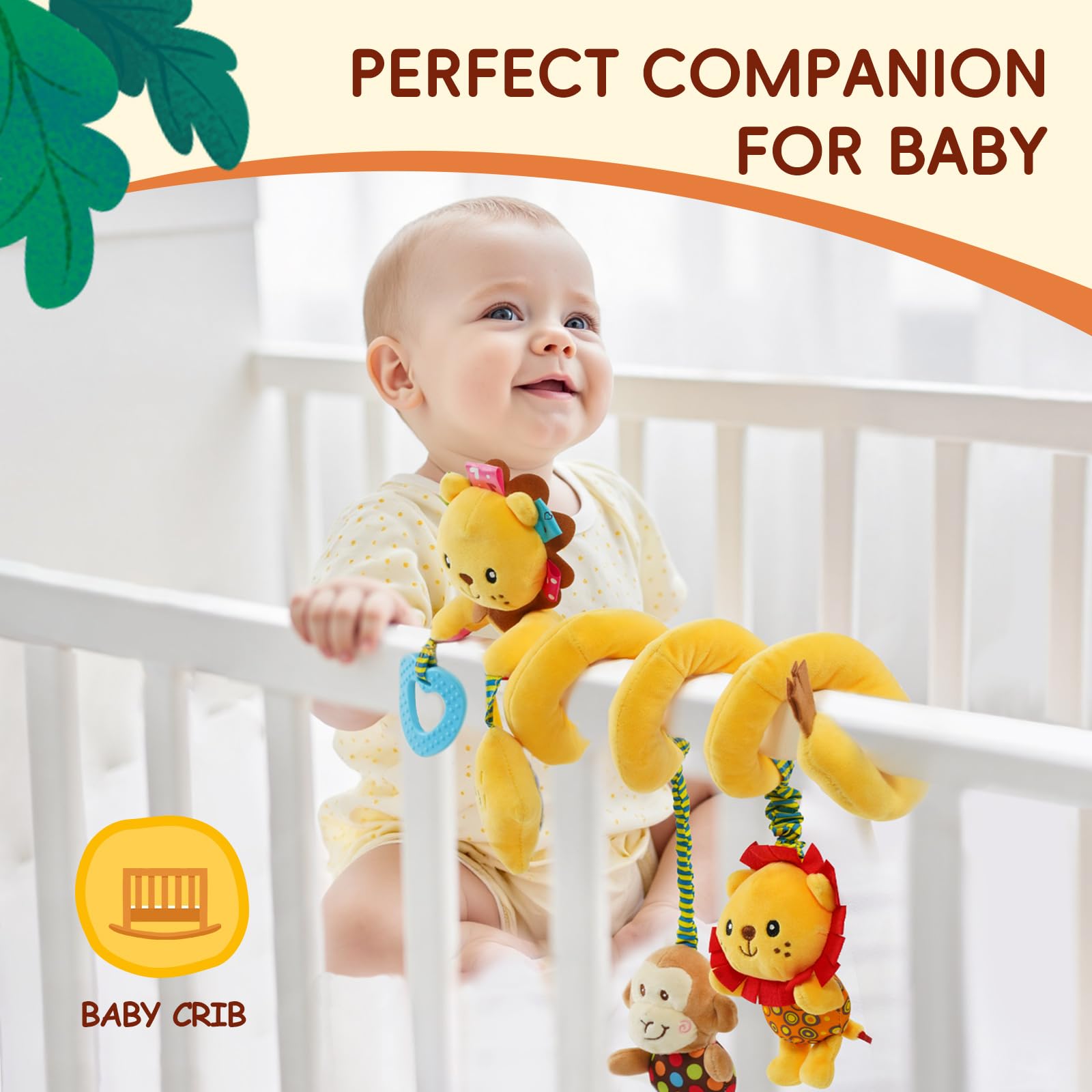 Cochecito de cuna para asiento de automóvil, juguetes para bebé de 0-3-6-9-12 meses, juguetes sensoriales colgantes para recién nacido con caja de música y mordedor, juguete de asiento de 6