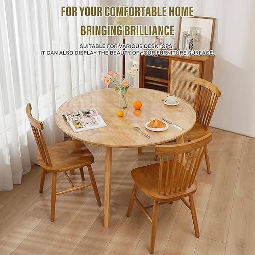 Miniatura 2 de MOCAL Funda redonda de PVC transparente de 0.059 in de grosor, protector de mesa redondo de plástico transparente de 60 pulgadas, resistente al